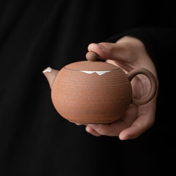老岩泥復古鎏銀球孔過濾茶壺 