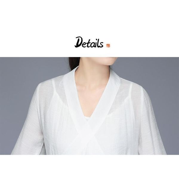 棉麻文藝長茶禪套裝（長袍/背心/寬褲） 中国风禅意女装棉麻茶服禅修服禅舞服装复古汉服连衣裙两件套批发