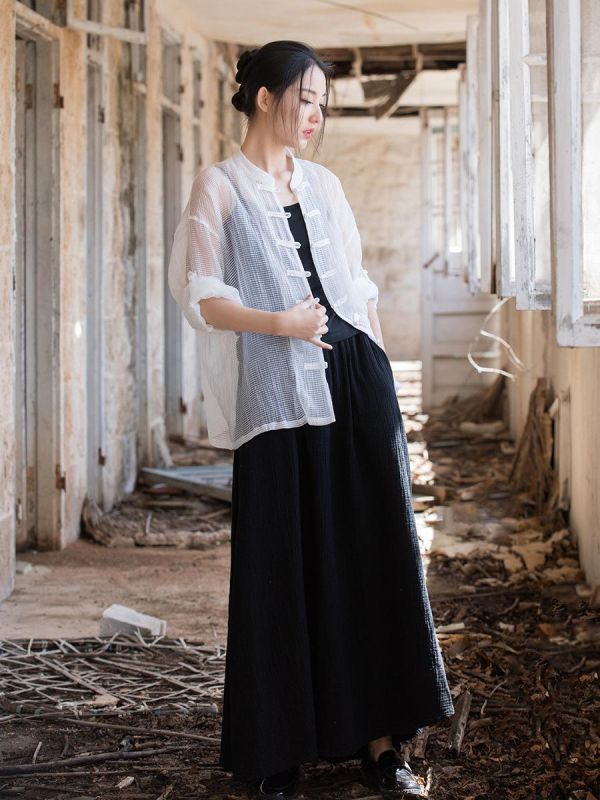 春夏中式棉麻设计感防晒開襟罩衫｜三色 春中式国风棉麻女装衬衫女设计感小众防晒国潮空调衫开衫上衣外套