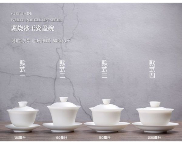 德化冰種玉白瓷素燒薄胎蓋碗｜四款 冰種玉瓷,薄胎茶具蓋碗,高品質茶具,瓷質細膩,光照透亮,溫潤如玉
茶具清潔