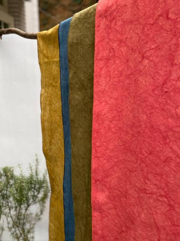 草木扎染茶道桌旗席方｜藏青 草木紮染桌旗 純棉茶席布藝茶墊茶布 乾泡席功夫茶道具配件