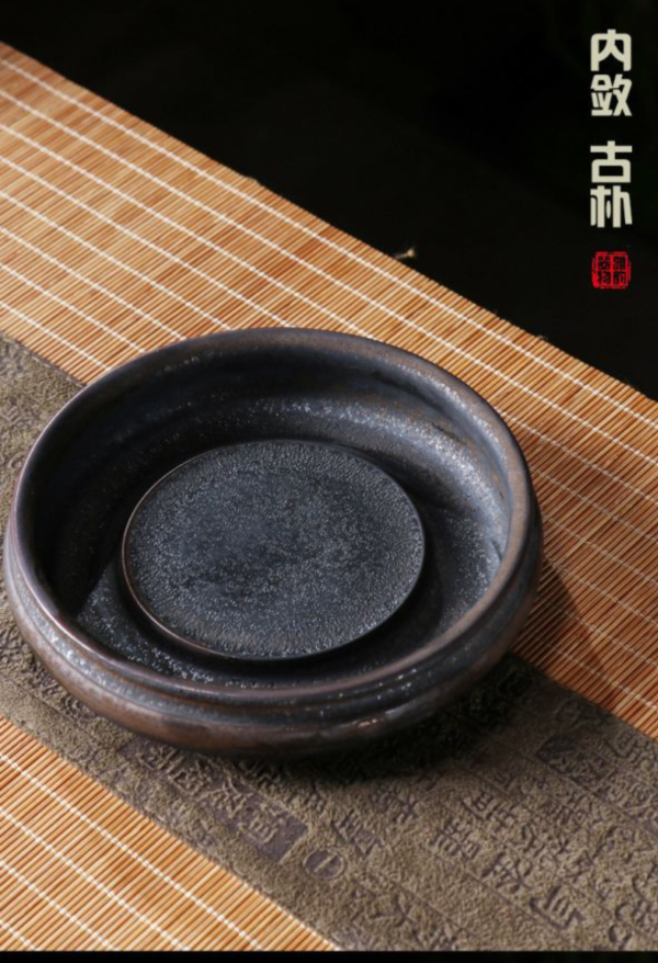 原礦窯變復古中式儲水壺承｜二色 陶瓷窑变复古壶承家用中式壶垫干泡盘茶道茶台零配茶壶底座工厂