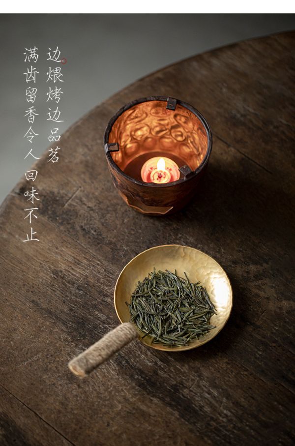 手工鍛造純銅烤茶焙茶組 粗陶,麻繩編繩,烤茶爐,焙茶爐,手工鍛造,純銅