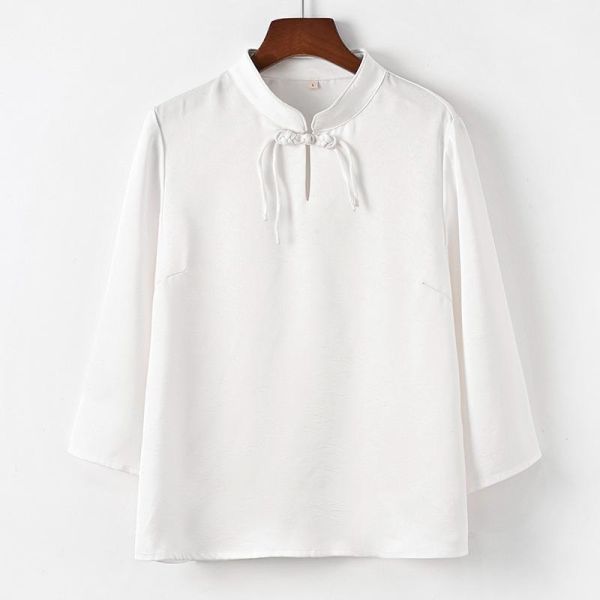 春夏新中式上盤釦垂感茶禪衣｜兩色 复古女装2025春季新款新中式上衣女中国风盘扣茶服垂感气质T恤