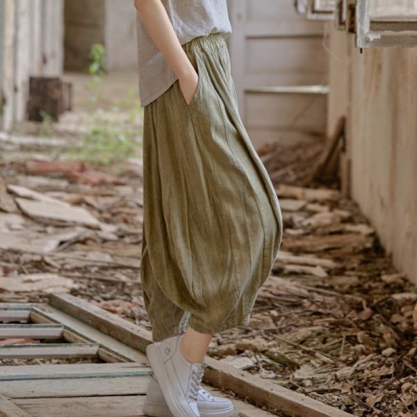 夏棉麻九分扎染燈籠褲｜三色 文藝復古,新中式,茶服,森系,顯瘦