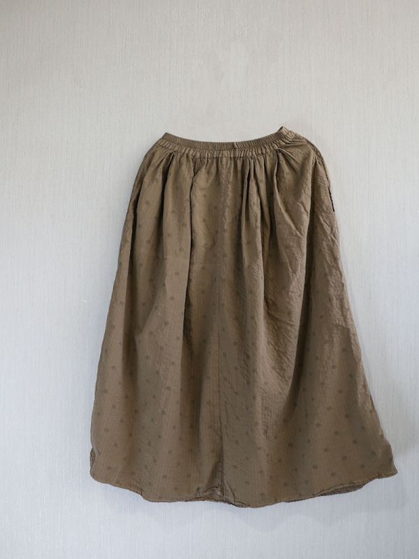 春夏柔軟簡約中長圓點提花半身裙 文藝復古,新中式,茶服,森系,顯瘦