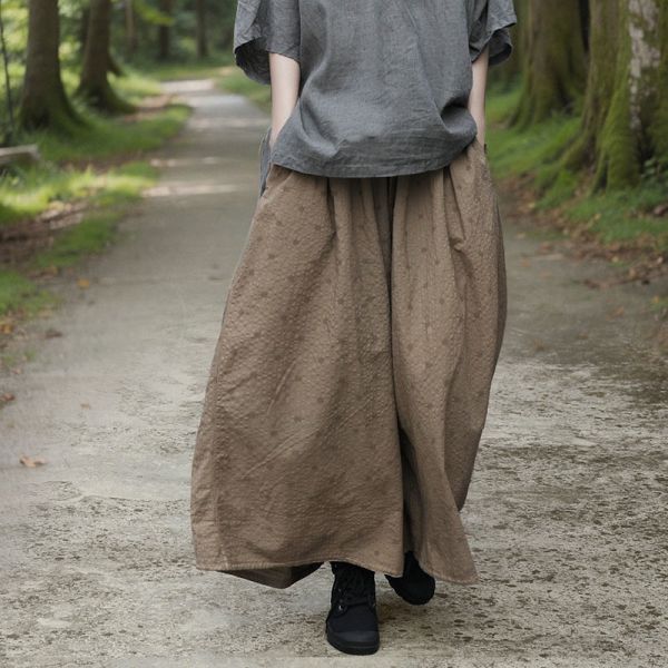 春夏柔軟簡約中長圓點提花半身裙 文藝復古,新中式,茶服,森系,顯瘦