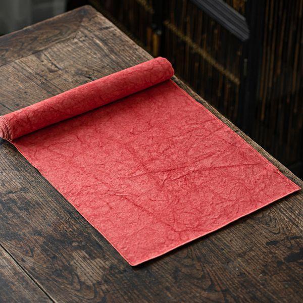 草木扎染茶道桌旗席方｜橄欖綠 草木紮染桌旗 純棉茶席布藝茶墊茶布 乾泡席功夫茶道具配件