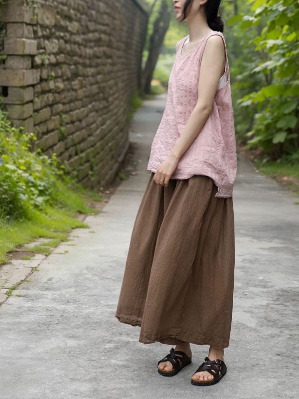 夏文藝寬鬆透氣飄逸直筒褲｜二色 文藝復古,新中式,茶服,森系,顯瘦