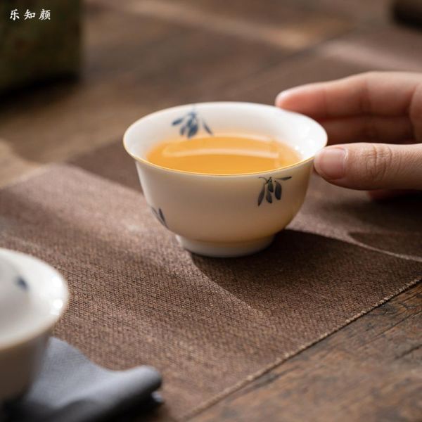 一人飲便攜旅行快客套組｜手繪秋蘭 盖碗纯手绘蝴蝶兰花陶瓷功夫茶具套装快客杯便携户外一人饮泡茶杯