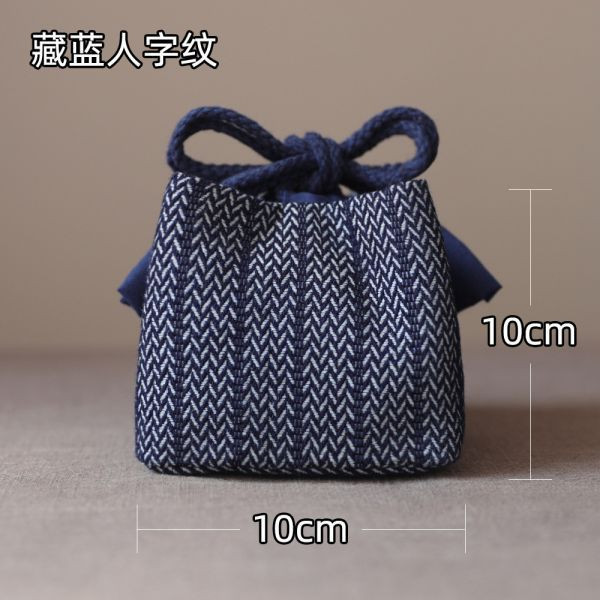 加厚旅用茶具壺杯收納布包｜藏藍人字紋（3規格） 加厚旅用茶具茶壺茶杯杯收納布包