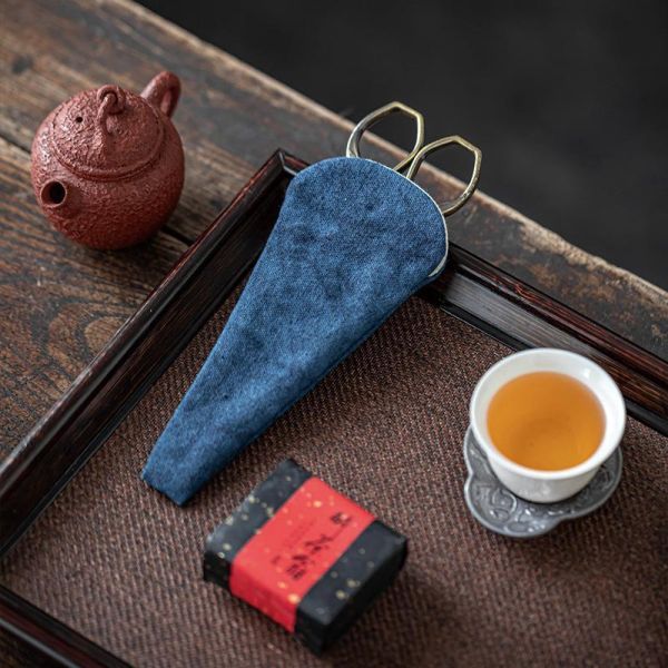 茶剪絨布保護套收納套｜共四色 中式复古剪刀收纳袋保护套袋茶剪布袋扎染茶艺茶道零配件厂家直销