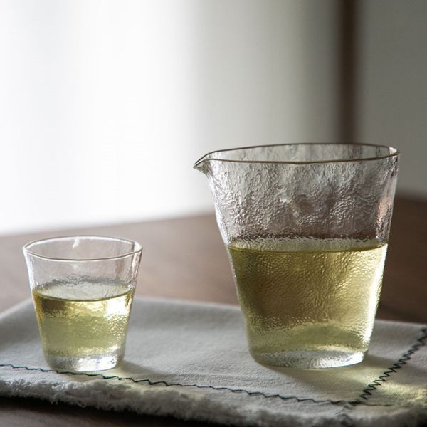 透明玻璃公道杯茶海茶盅分茶器｜扁口垂紋 透明玻璃公道杯茶海茶盅分茶器扁口垂紋