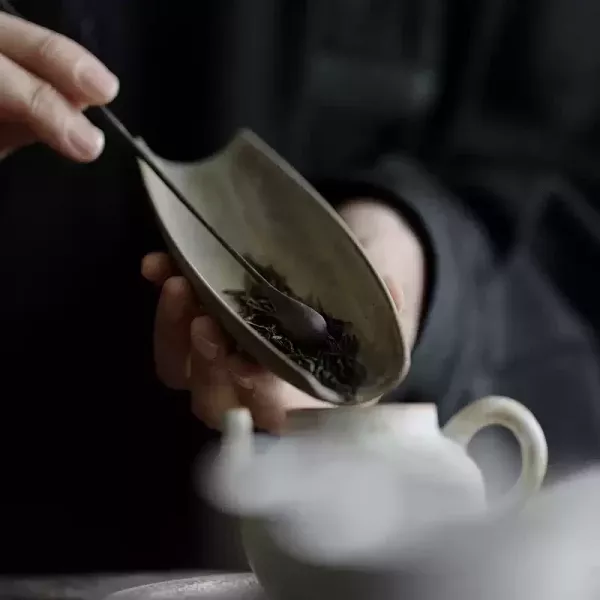 一葉扁舟陶茶則二件套｜三色可選 陶瓷茶则茶拔两件套 文化雅玩茶器 茶具茶壶配件六君子陶瓷茶荷