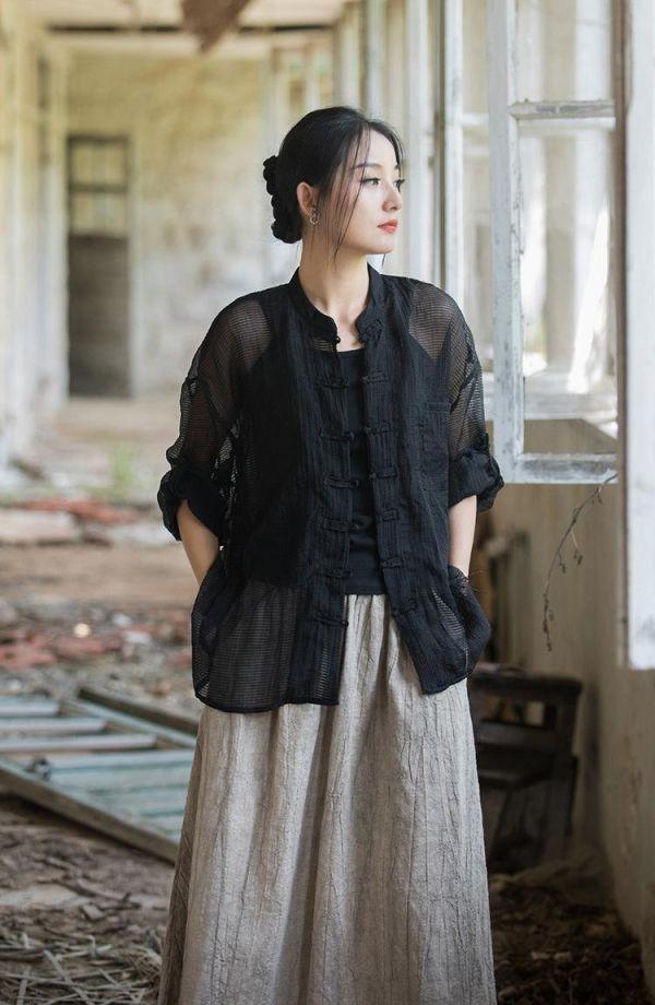 春夏中式棉麻设计感防晒開襟罩衫｜三色 春中式国风棉麻女装衬衫女设计感小众防晒国潮空调衫开衫上衣外套