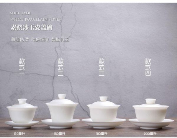 德化冰種玉白瓷素燒薄胎蓋碗｜180mL 冰種玉瓷,薄胎茶具蓋碗,高品質茶具,瓷質細膩,光照透亮,溫潤如玉
茶具清潔