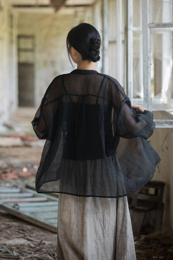 春夏中式棉麻设计感防晒開襟罩衫｜三色 春中式国风棉麻女装衬衫女设计感小众防晒国潮空调衫开衫上衣外套