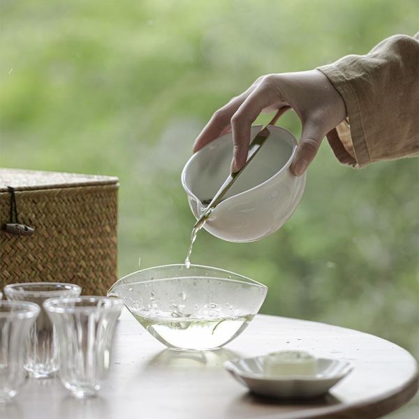 一壺四杯綠茶踏青旅行組 墨己 一抹春绿茶泡碗套组春茶泡茶功夫茶具一壶四杯踏青旅行茶具