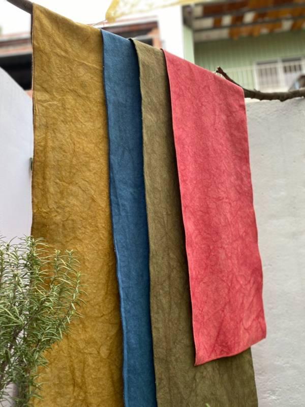 草木扎染茶道桌旗席方｜金黃 草木紮染桌旗 純棉茶席布藝茶墊茶布 乾泡席功夫茶道具配件