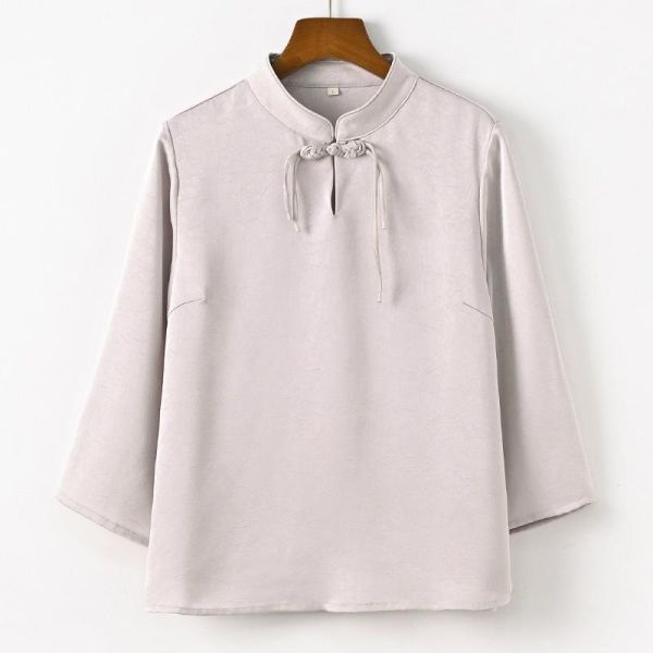 春夏新中式上盤釦垂感茶禪衣｜兩色 复古女装2025春季新款新中式上衣女中国风盘扣茶服垂感气质T恤