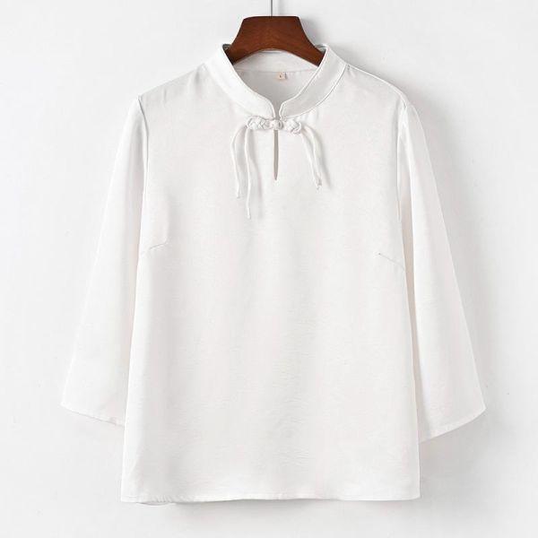 春夏新中式上盤釦垂感茶禪衣｜兩色 复古女装2025春季新款新中式上衣女中国风盘扣茶服垂感气质T恤