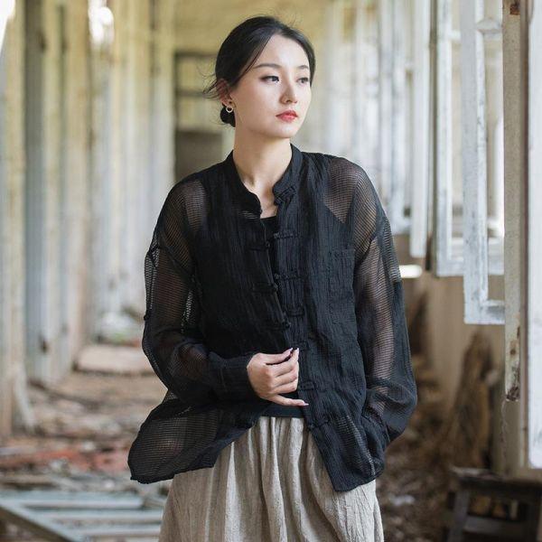 春夏中式棉麻设计感防晒開襟罩衫｜三色 春中式国风棉麻女装衬衫女设计感小众防晒国潮空调衫开衫上衣外套