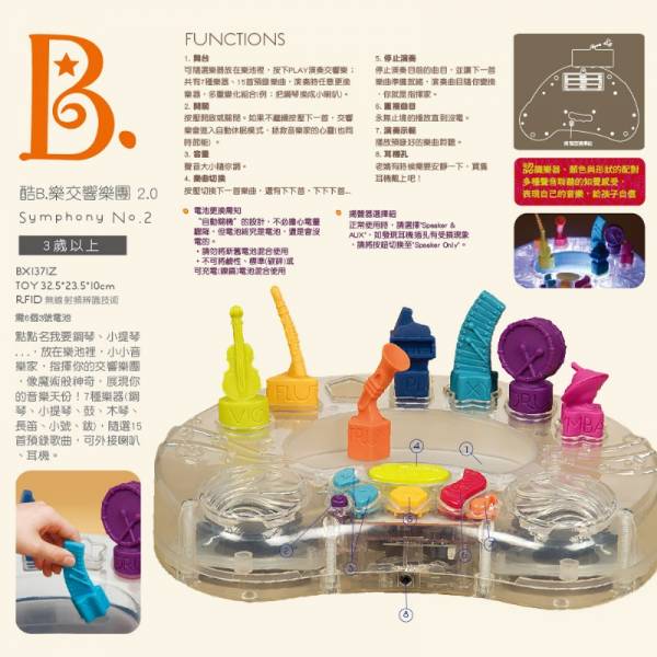 美國B.TOYS 酷B.樂交響樂團2.0 美國B.Toys,科育,感統教具,樂器,舞台燈光效果,RFID無線射頻辨識技術