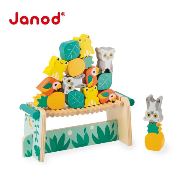 【法國Janod】雨林大冒險-雨林動物疊疊樂 疊疊樂,兒童疊疊樂,趣味桌遊