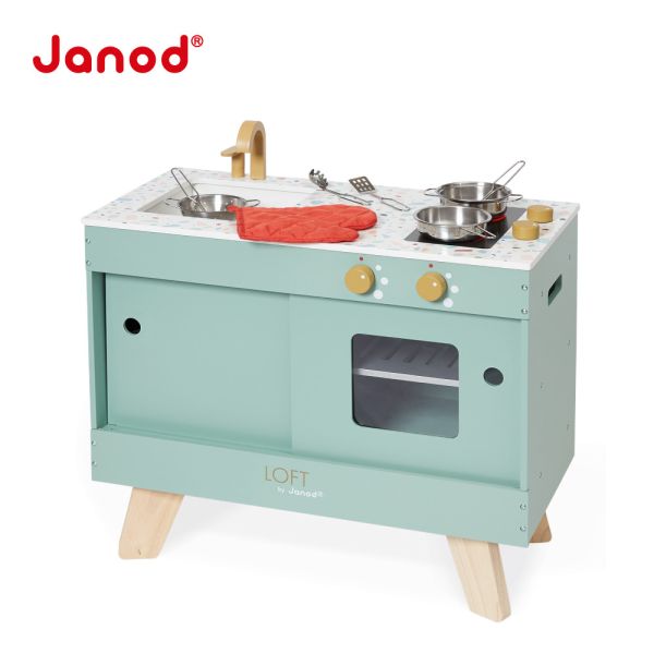 【法國Janod】妙廚師好料理-復古開放式廚具組 兒童廚房,