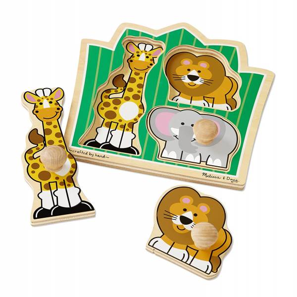 美國 Melissa & Doug幼幼手把拼圖-野生動物 幼幼手把,華森葳,Melissa & Doug,長頸鹿