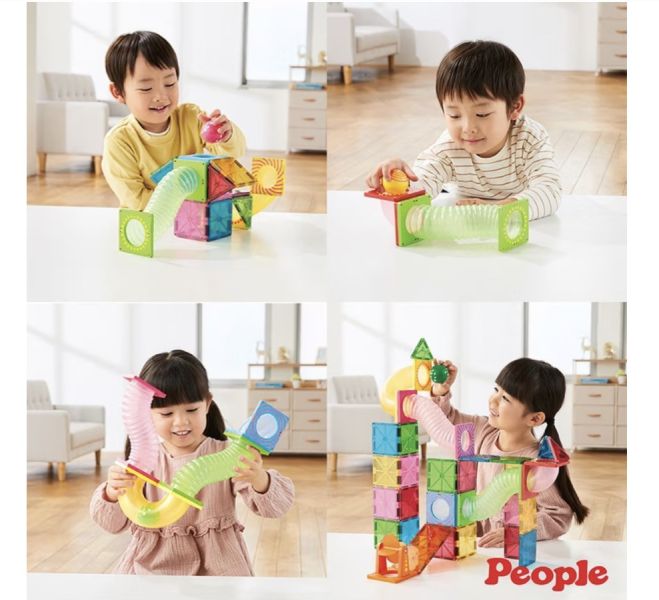 益智磁性積木-滾球滑道(加長)組合 磁性積木, 益智玩具, 幼兒 STEM 玩具, 兒童滾球滑道, 組裝積木, 益智建構玩具, 手眼協調玩具, 空間思維啟蒙