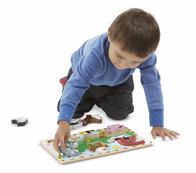 美國Melissa & Doug厚片拼圖-農場動物 Melissa & Doug,厚片拼圖,農場動物,上和勤,教具廠商,育心幼教社