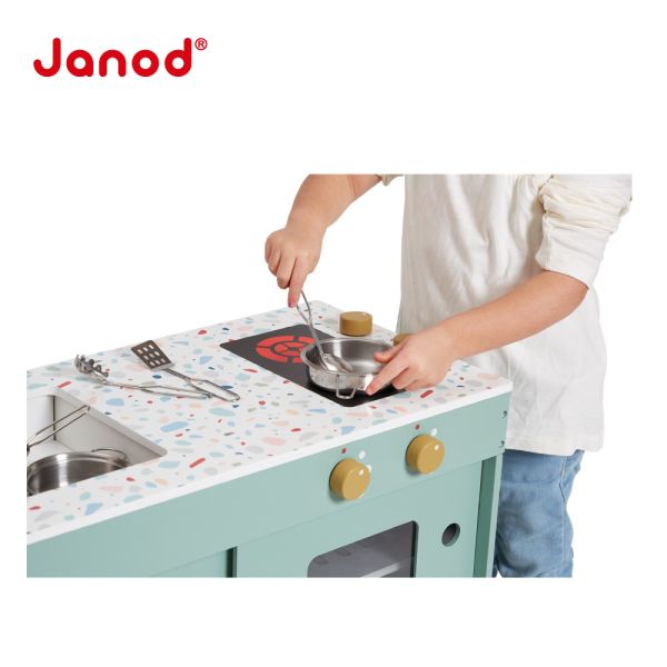 【法國Janod】妙廚師好料理-復古開放式廚具組 兒童廚房,