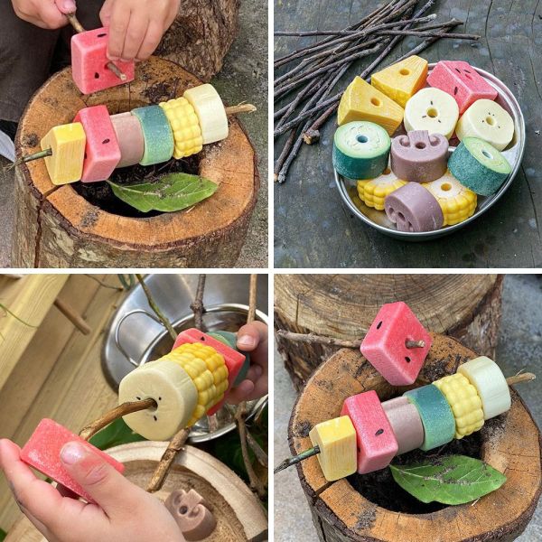 Yellow DOOR石心家家酒-串燒 幼兒玩具,蔬果串燒,家家酒遊戲,觸覺發展,手眼協調,兒童扮演,Yellow Door,感官遊戲,戶外遊戲,益智玩具