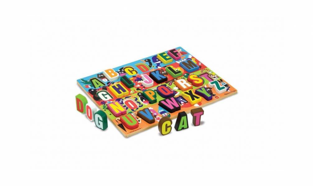 美國Melissa & Doug厚片拼圖-字母 字母,厚片拼圖,精細動作,Melissa&Doug,兒童教具,教具,幼兒園教具,教具廠商,高雄教具