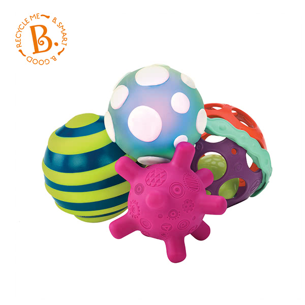 美國B.Toys 星奇四觸覺感統球 美國B.TOYS,觸覺感統球,聲光刺激,幼兒教具,博客來