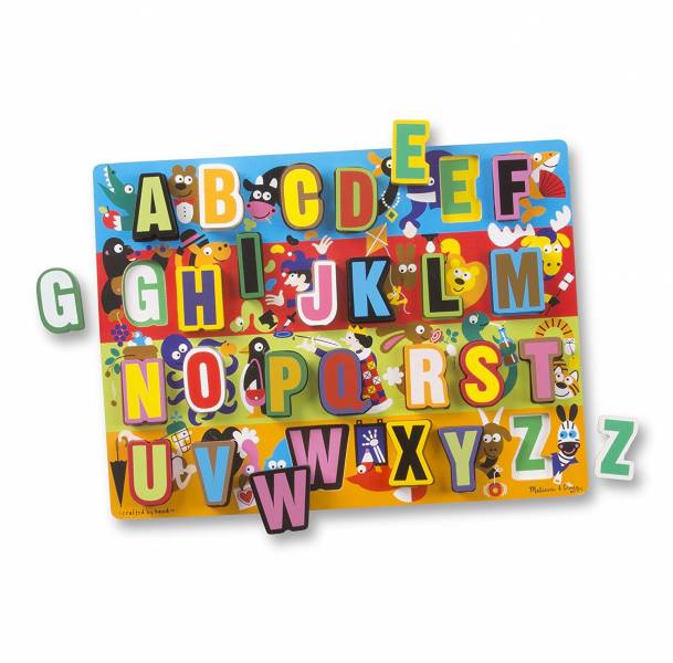 美國Melissa & Doug厚片拼圖-字母 字母,厚片拼圖,精細動作,Melissa&Doug,兒童教具,教具,幼兒園教具,教具廠商,高雄教具