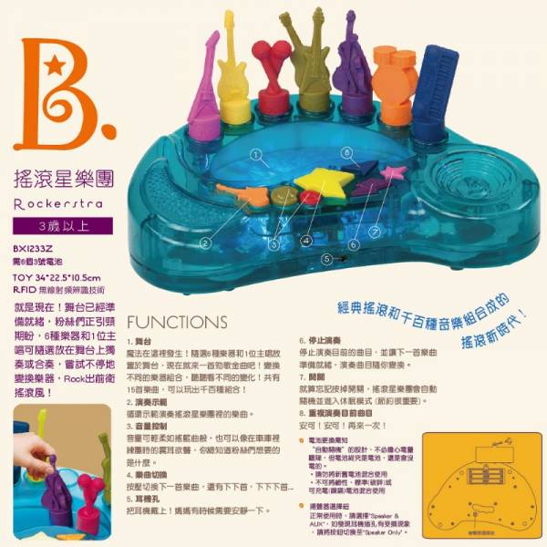 美國B.Toys搖滾星樂團 美國B.Toys,科育,感統教具,認識樂器,形狀配對演奏樂器,吉他,