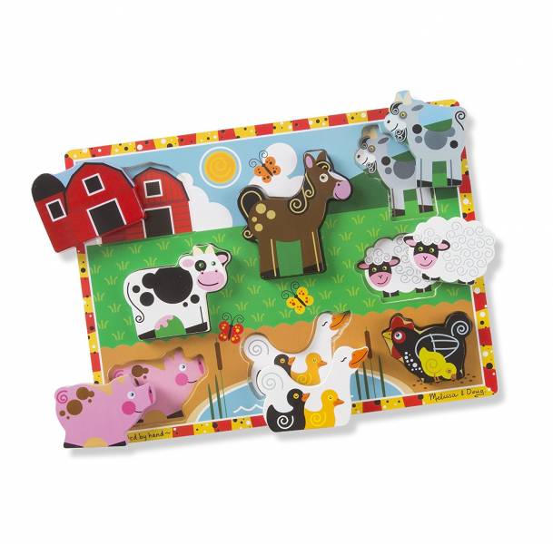 美國Melissa & Doug厚片拼圖-農場動物 Melissa & Doug,厚片拼圖,農場動物,上和勤,教具廠商,育心幼教社