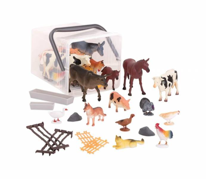 TERRA 鄉村世界(情境桶) 農場動物,動物公仔,公雞,豬