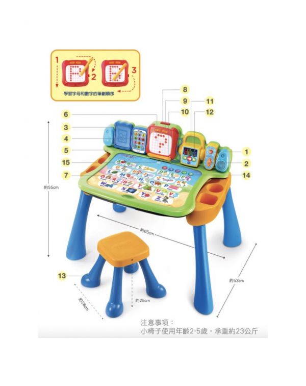 Vtech 4合1多功能互動學習點讀寫桌椅組 多功能學習桌,感應學習,字母顏色