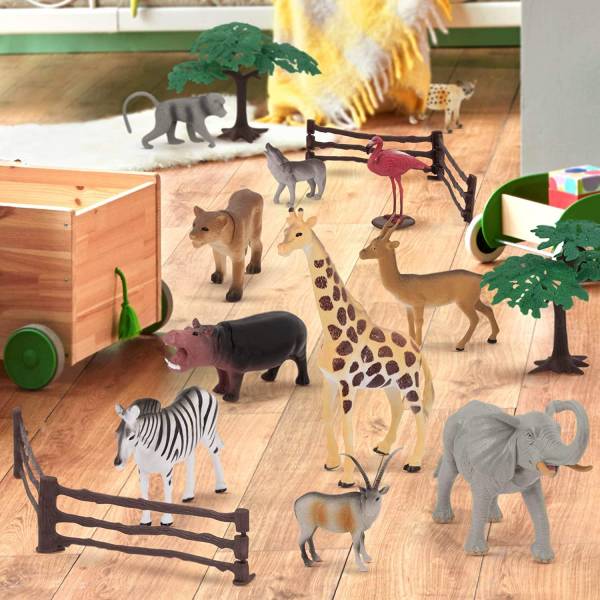 TERRA 叢林世界(情境桶) 野生動物,老虎公仔,長頸鹿公仔,可愛大象