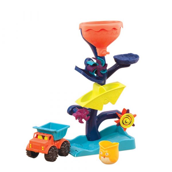 美國B.Toys貓頭鷹瀑布 玩沙戲水,美國B.Toys,貓頭鷹瀑布,夏天戲水,水車,物理原理