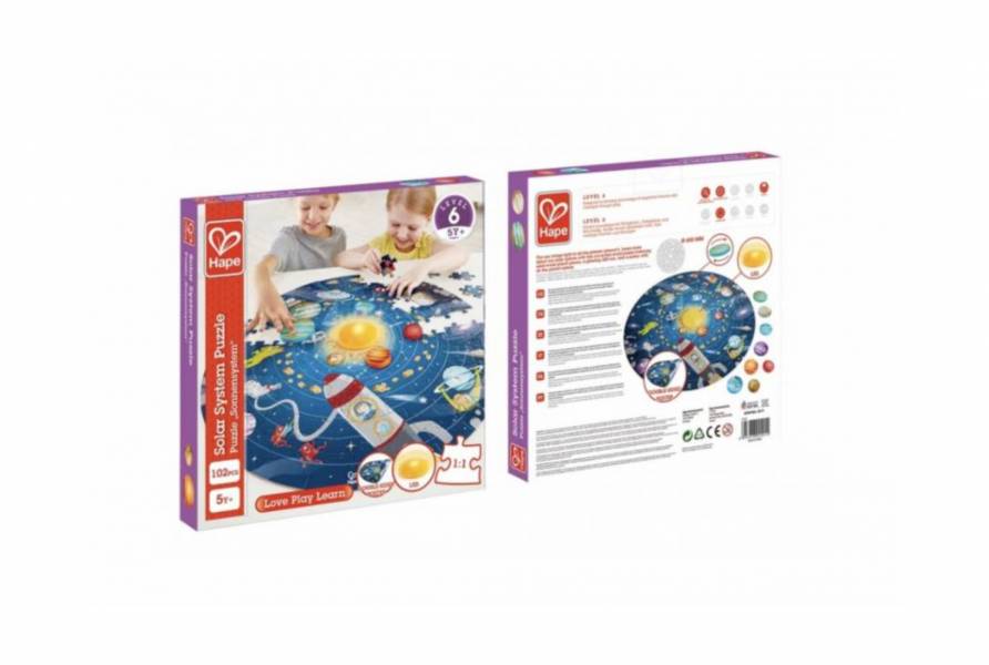 Hape神秘的太空LED燈光拼圖 德國HAPE,八大行星,科學探索,拼圖遊戲,天文