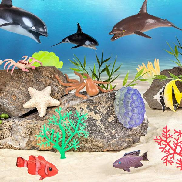 TERRA 海洋世界(情境桶) 海洋世界,海底世界,大白鯊,鯨魚,可愛海豚,可愛海龜