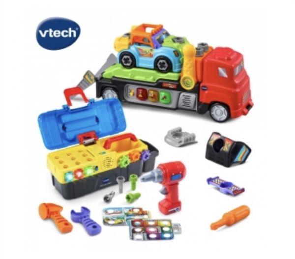 Vtech DIY創意賽車工程學習旗艦組 拖車救援,車輛玩具,運輸車,兒童工具箱