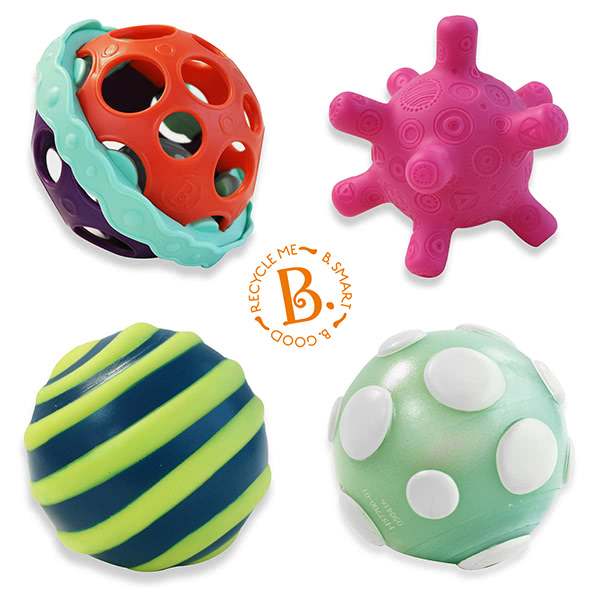 美國B.Toys 星奇四觸覺感統球 美國B.TOYS,觸覺感統球,聲光刺激,幼兒教具,博客來