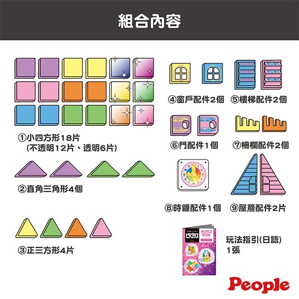 日本People 益智磁性積木WORLD系列-時鐘小屋組 磁性積木,聲音積木,益智磁性積木