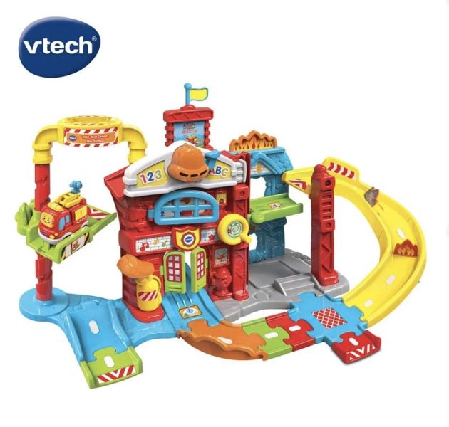 Vtech 嘟嘟車系列-消防局軌道組 VTech 嘟嘟車,幼兒互動玩具,消防局軌道組,兒童救援遊戲,角色扮演玩具,學習玩具推薦,智慧感應玩具,幼兒音效軌道組,消防車玩具,語言發展玩具