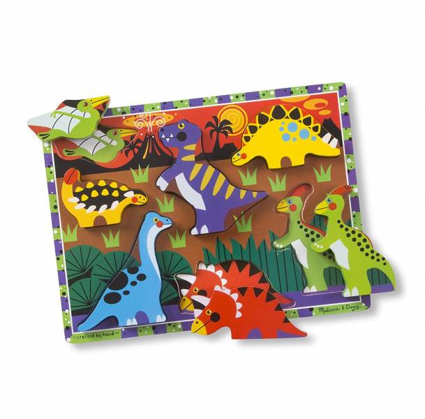 美國Melissa & Doug厚片拼圖-恐龍 Melissa & Doug,厚片拼圖,恐龍,上和勤,教具廠商,育心幼教社